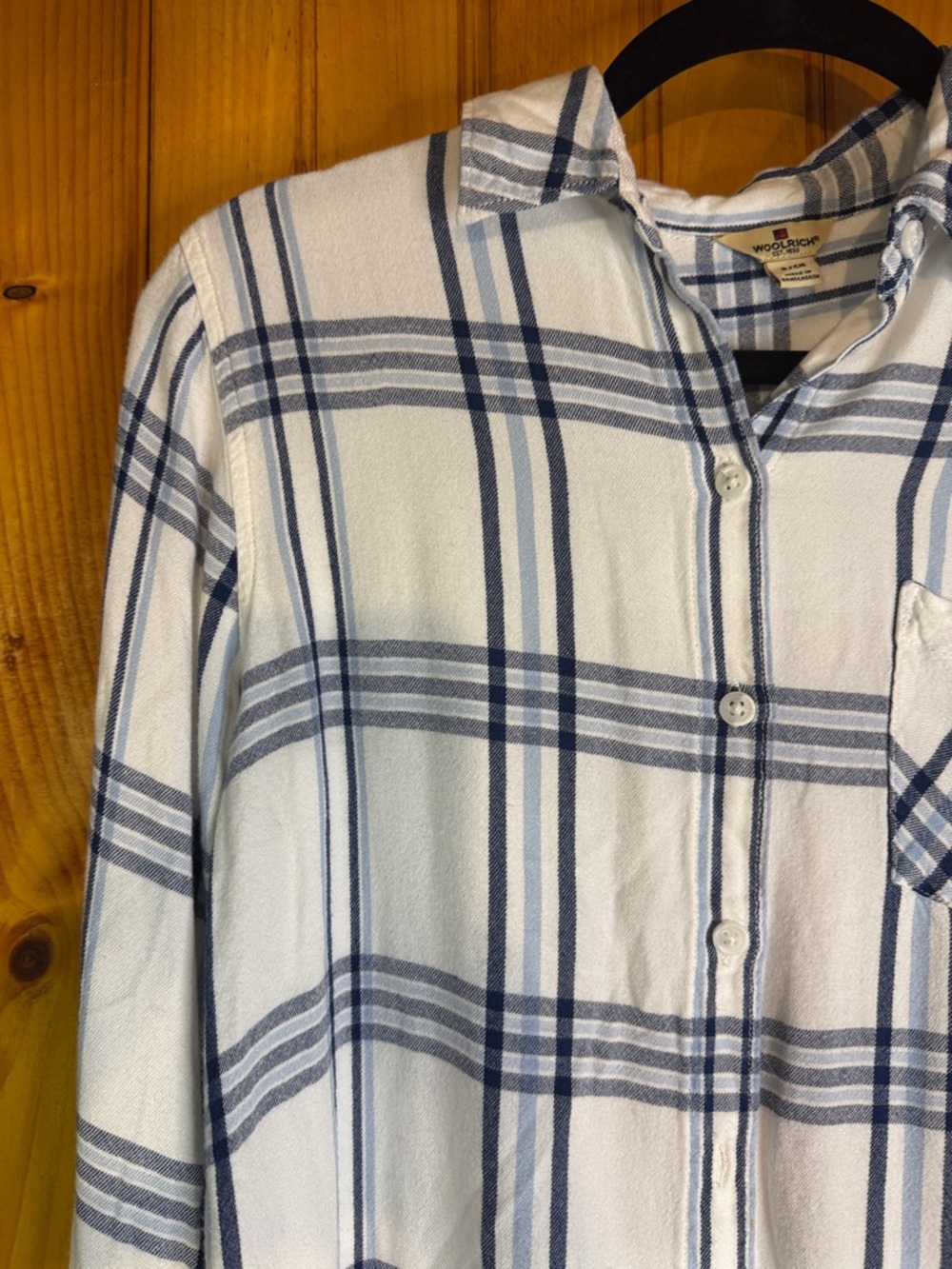 Woolrich Women's Blue and Cream Plaid Button-Down Shirt - Picture 4 of 8